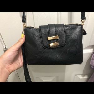 Black faux leather purse
